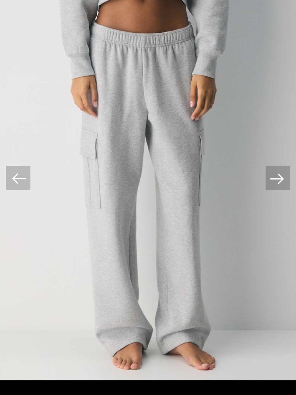 Aritzia Light Gray Straight-Leg Cargo Sweatpants